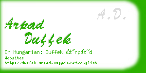 arpad duffek business card